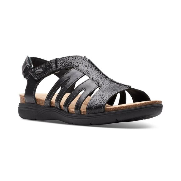 Clarks Womens April Belle Strappy Slingback Sandals Black 8.5 MSRP $94 - Picture 1 of 5